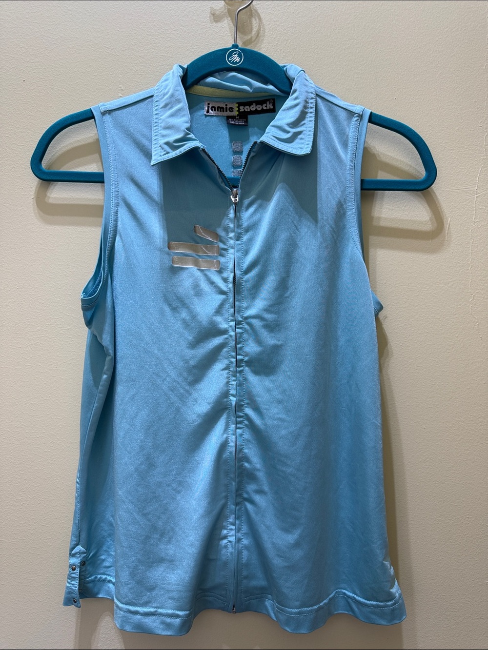 jamie sadock Light Blue Sleeveless Zip Golf Polo Tank